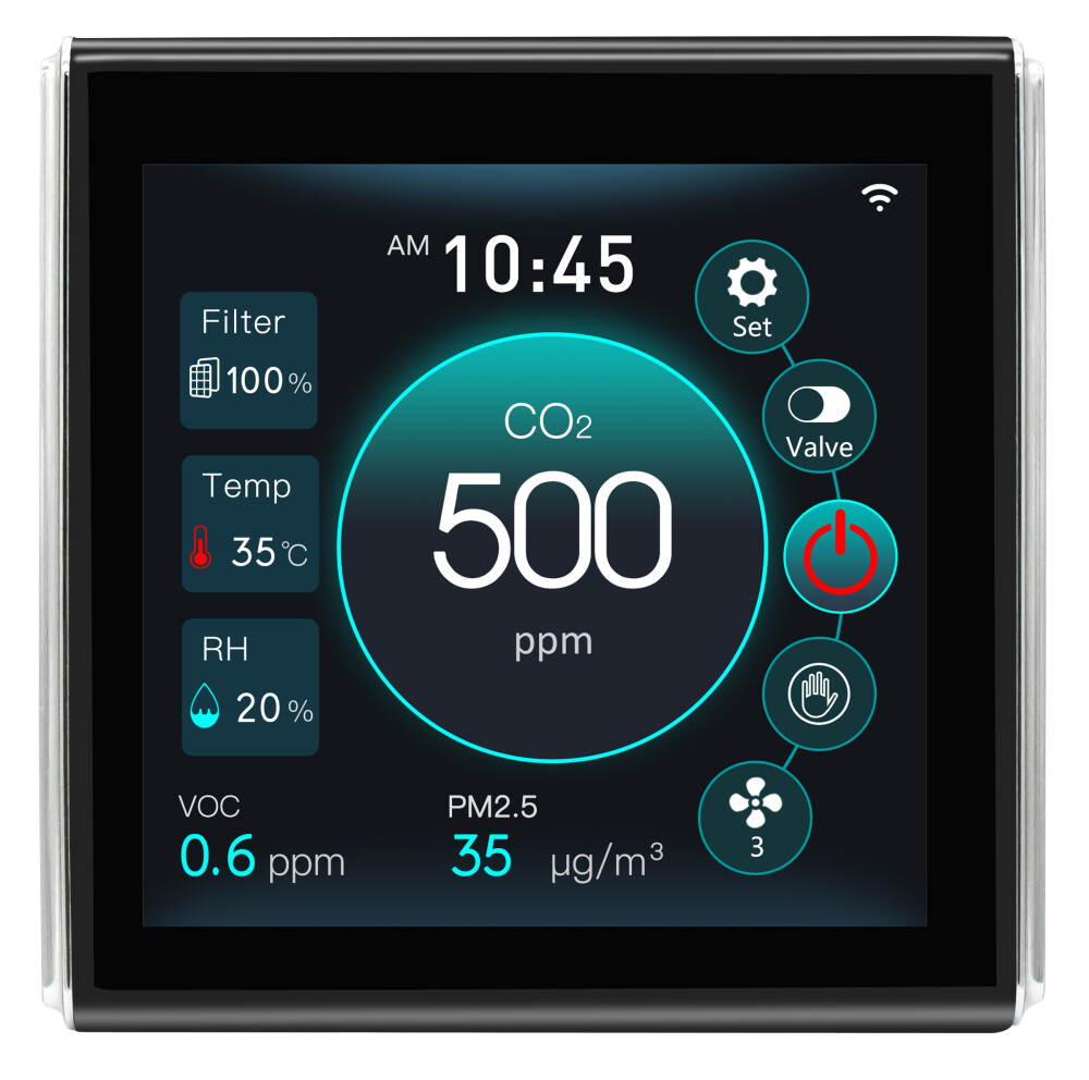 Untroma EC-Lüftungsregler S17;  CO2, Feuchtigkeit, Feinstaub, VOC Schwarz