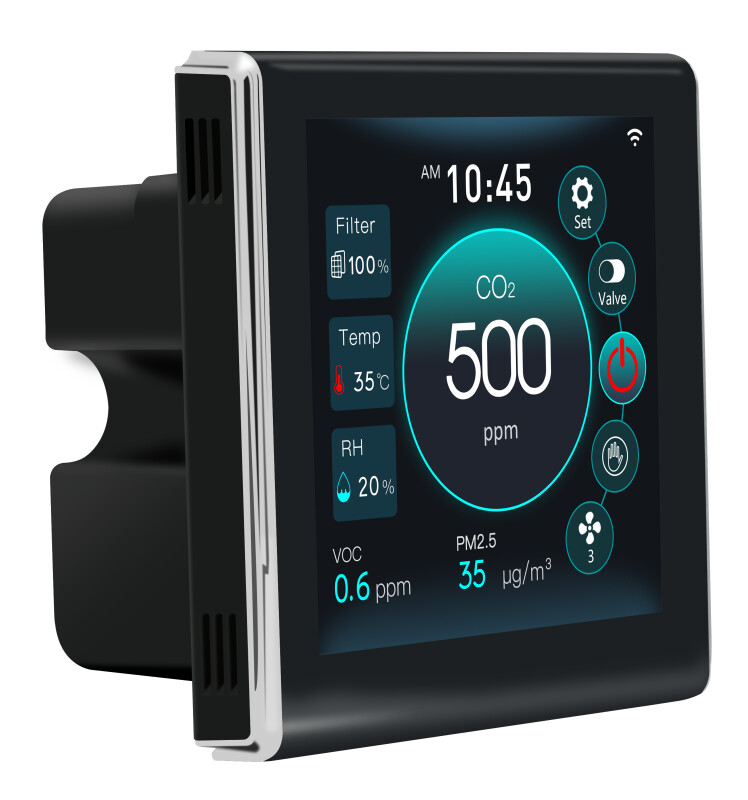 Untroma EC-Lüftungsregler S17;  CO2, Feuchtigkeit, Feinstaub, VOC Schwarz
